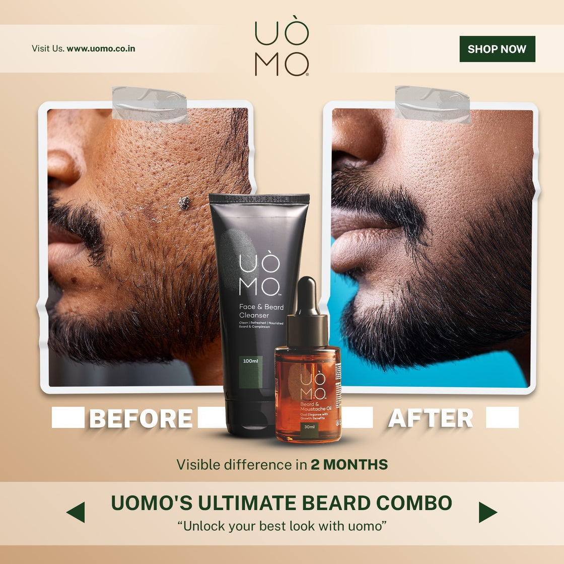 uòmo Beard Care Combo: Nourish & Cleanse